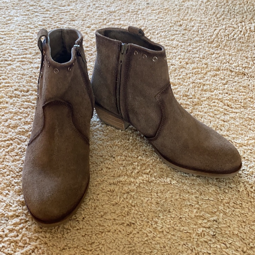 Brown Suede Booties 9.5